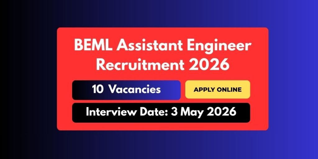 BEML Assistant Engineer Recruitment 2026 Notification